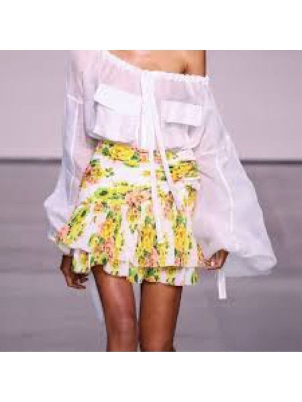 ZIMMERMANN Golden Surfer tiered pleated Mini Skirt size 8